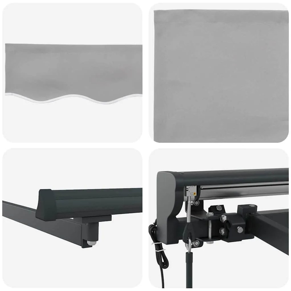Toldo Retrátil Manual Cinzento-claro 300x250 cm Tecido