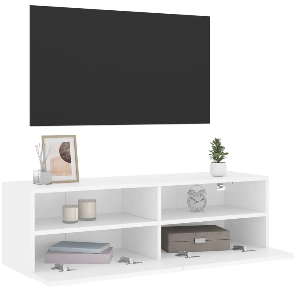 Móvel de parede p/ TV 100x30x30 cm derivados de madeira branco