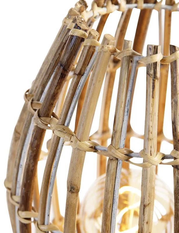 Candeeiro de mesa rural de bambu com branco - Canna Capsule Rústico