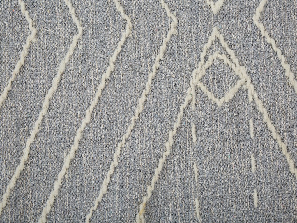 Tapete em algodão cinzento e branco 80 x 150 cm KHENIFRA Beliani