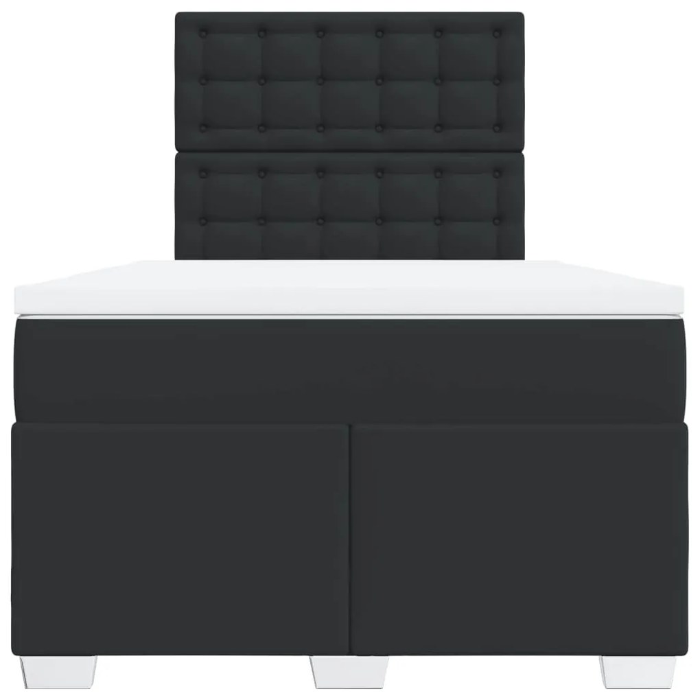Cama boxspring com colchão 120x190 cm couro artificial preto