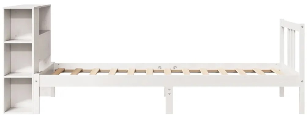 Cama com estante sem colchão 90x200 cm pinho maciço branco
