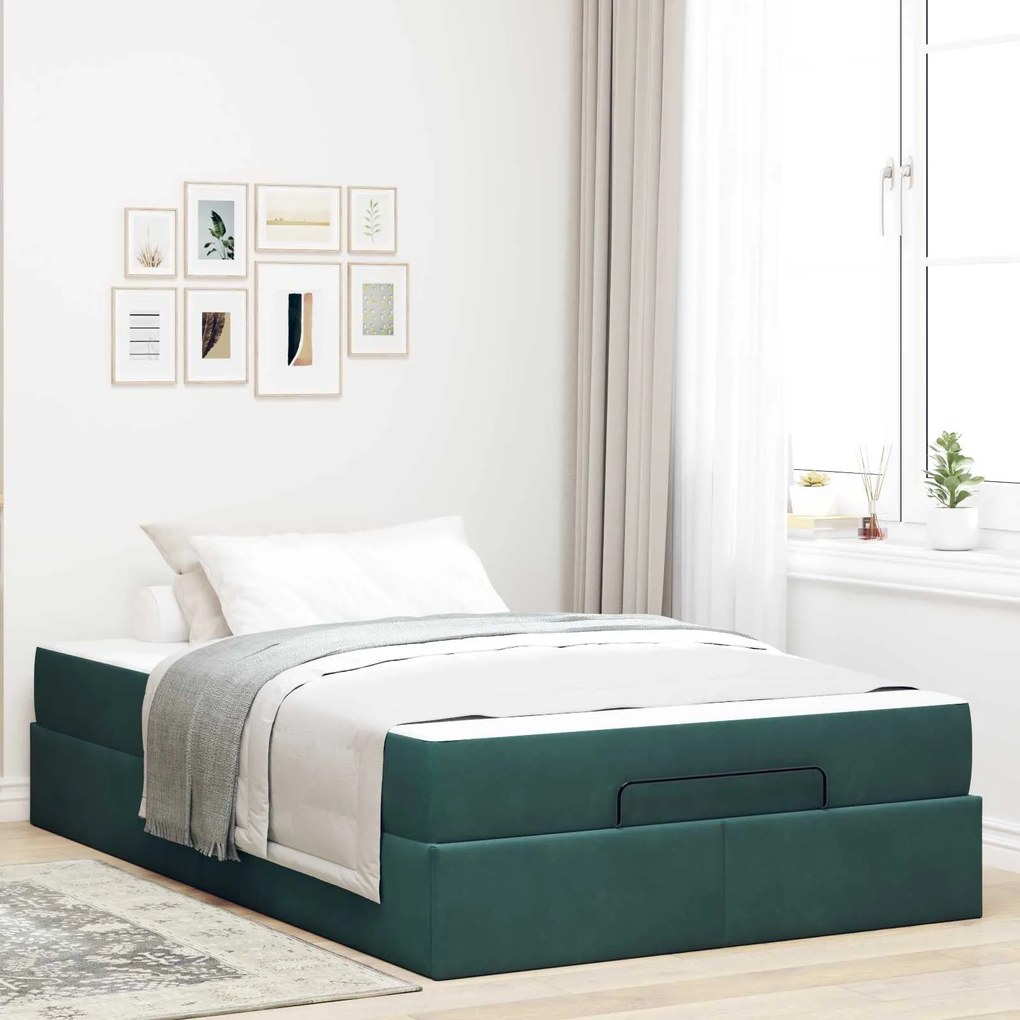 vidaXL Estrutura de cama com colchão com colchão 2 pcs Verde Veludo