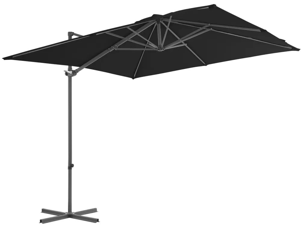 Guarda-sol de jardim cantilever c/ poste aço 250x250 cm preto