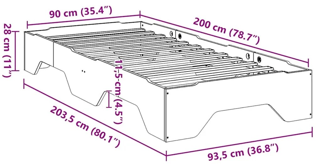 Cama sem colchão empilháveis 90x200 cm madeira maciça