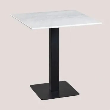 Square Livanto Marble Bar Table Mármore Branco Guangxi & ↔︎ 70 Cm & Preto - Sklum