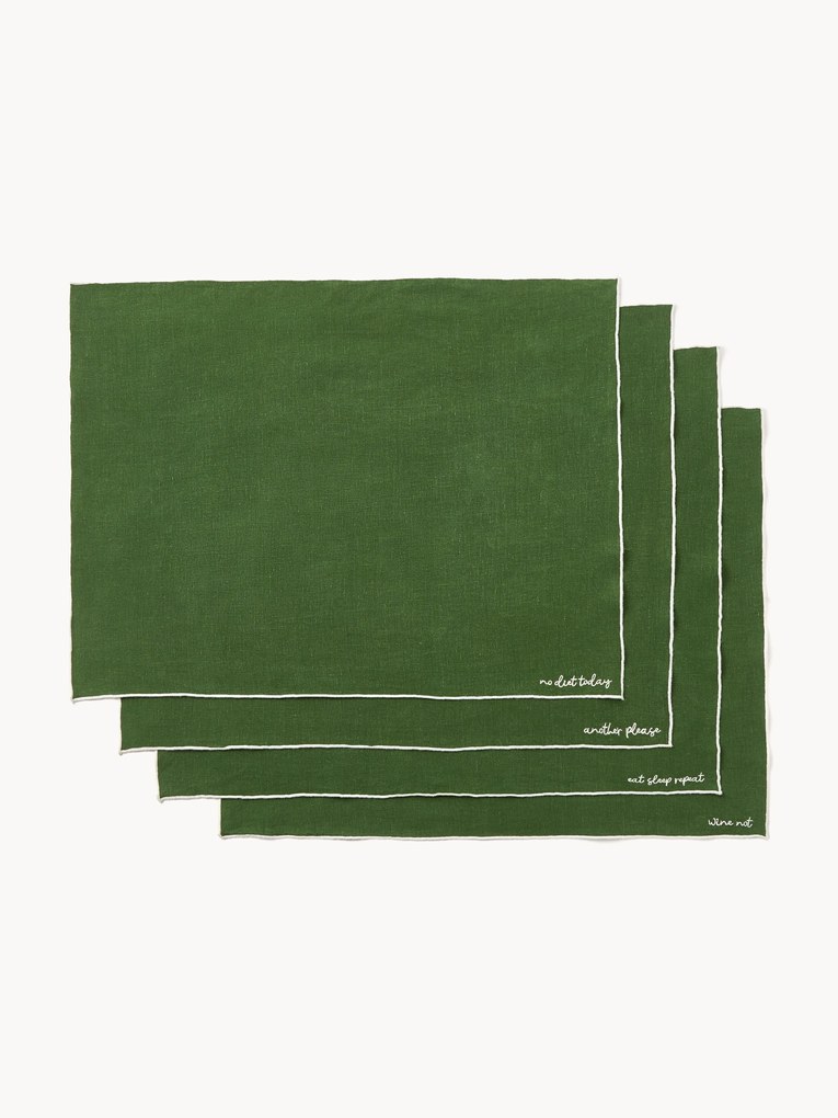 Individuais de linho com bordado Cosmo, conjunto de 4