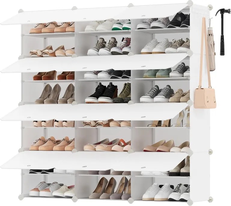 Sapateira com 12 compartimentos (124,4 L x 124,6 A cm) Branco nuvem e transparente