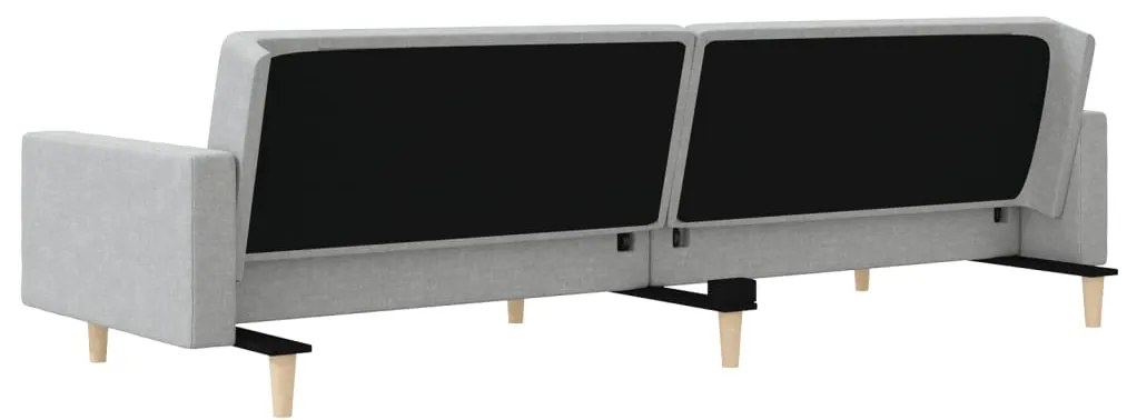 Sofá-cama 2 lugares com duas almofadas tecido cinzento-claro
