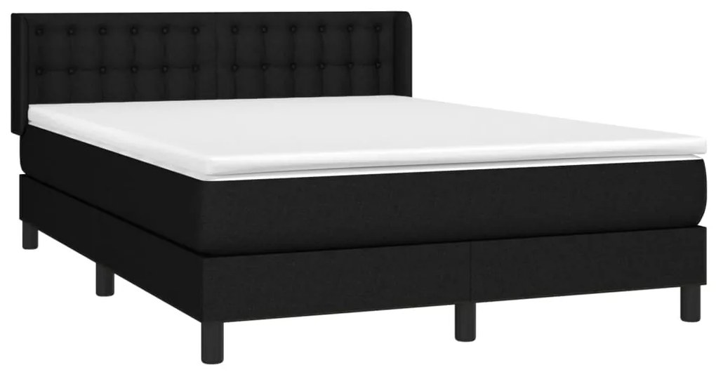 Cama com molas/colchão 140x200 cm tecido preto