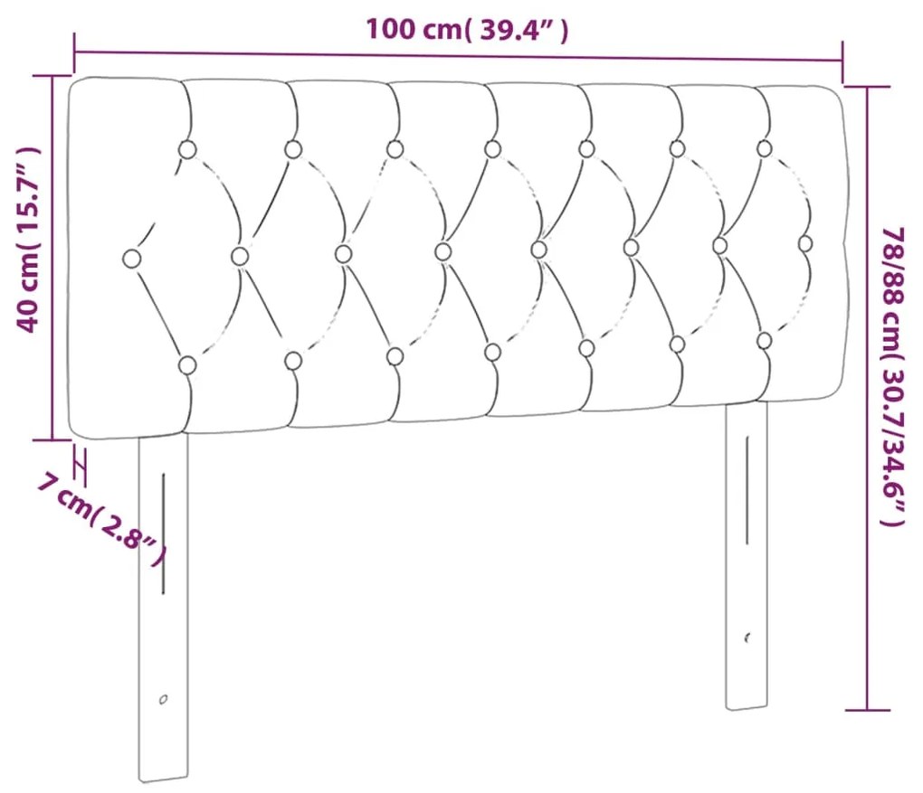 Cabeceira de cama tecido 100x7x78/88 cm cinzento-escuro