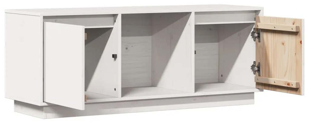 Móvel de TV 110,5x35x44 cm madeira de pinho maciça branco