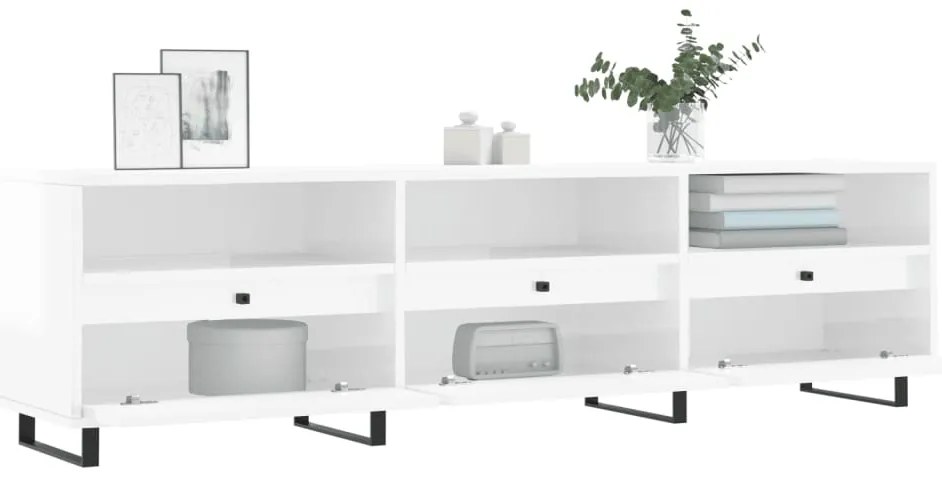 Móvel p/ TV 150x30x44,5 cm derivados madeira branco brilhante