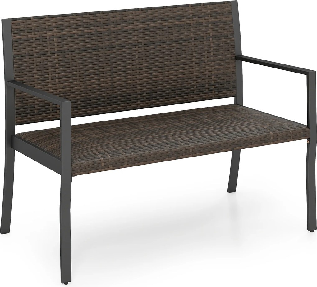 Banco de Jardim de 2 Lugares, 109 x 55 x 84 cm, Assento Acolchoado, Castanho