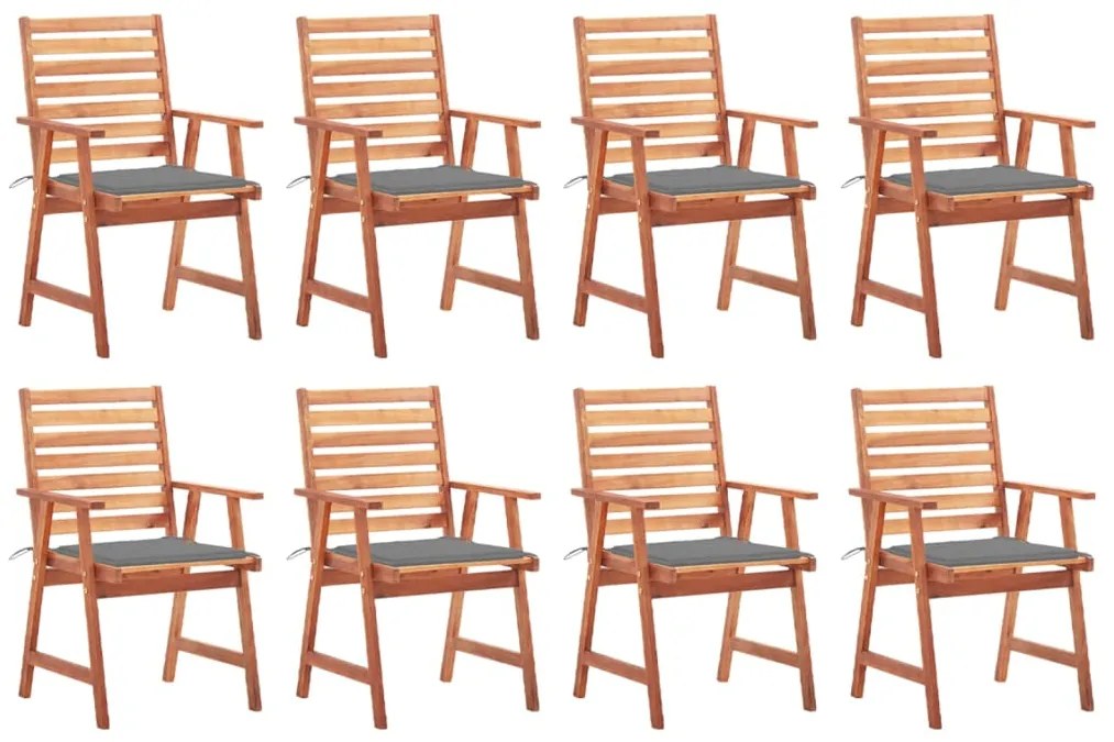 vidaXL Cadeiras de jantar p/ jardim 8 pcs c/ almofadões acácia maciça