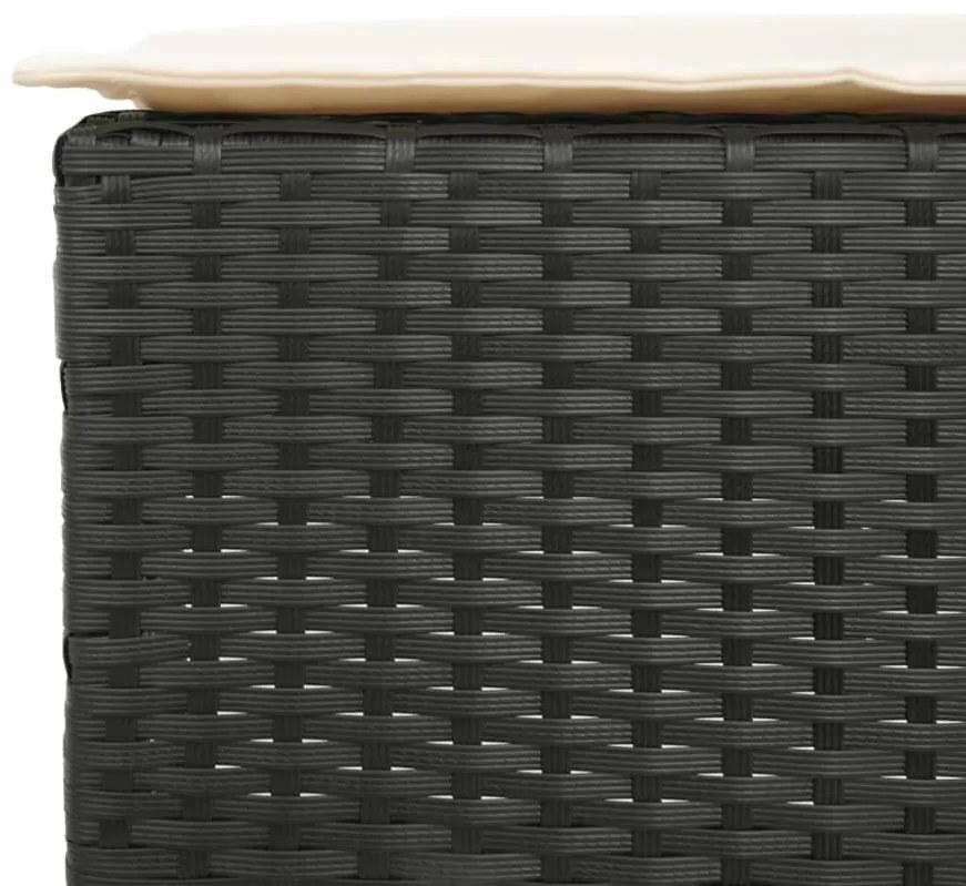 7 pcs conjunto de bar para jardim c/ almofadões vime PE preto