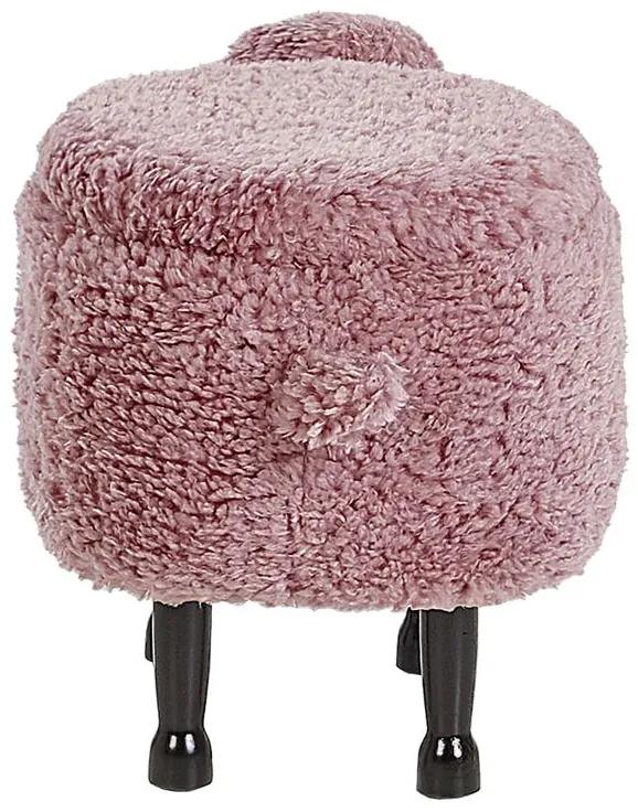 Tamborete em tecido rosa com arrumação SHEEP Beliani