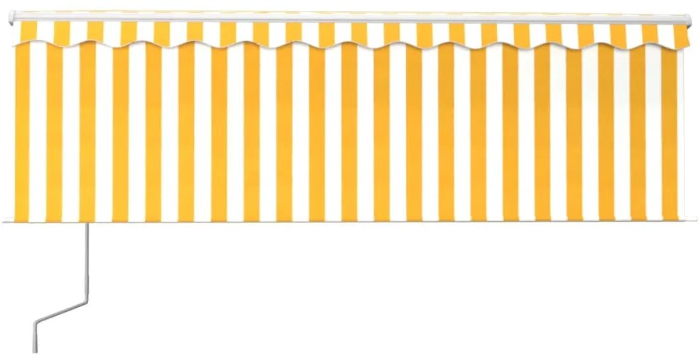 Toldo autom. c/ estore/LED/sensor vento 4,5x3 m amarelo/branco