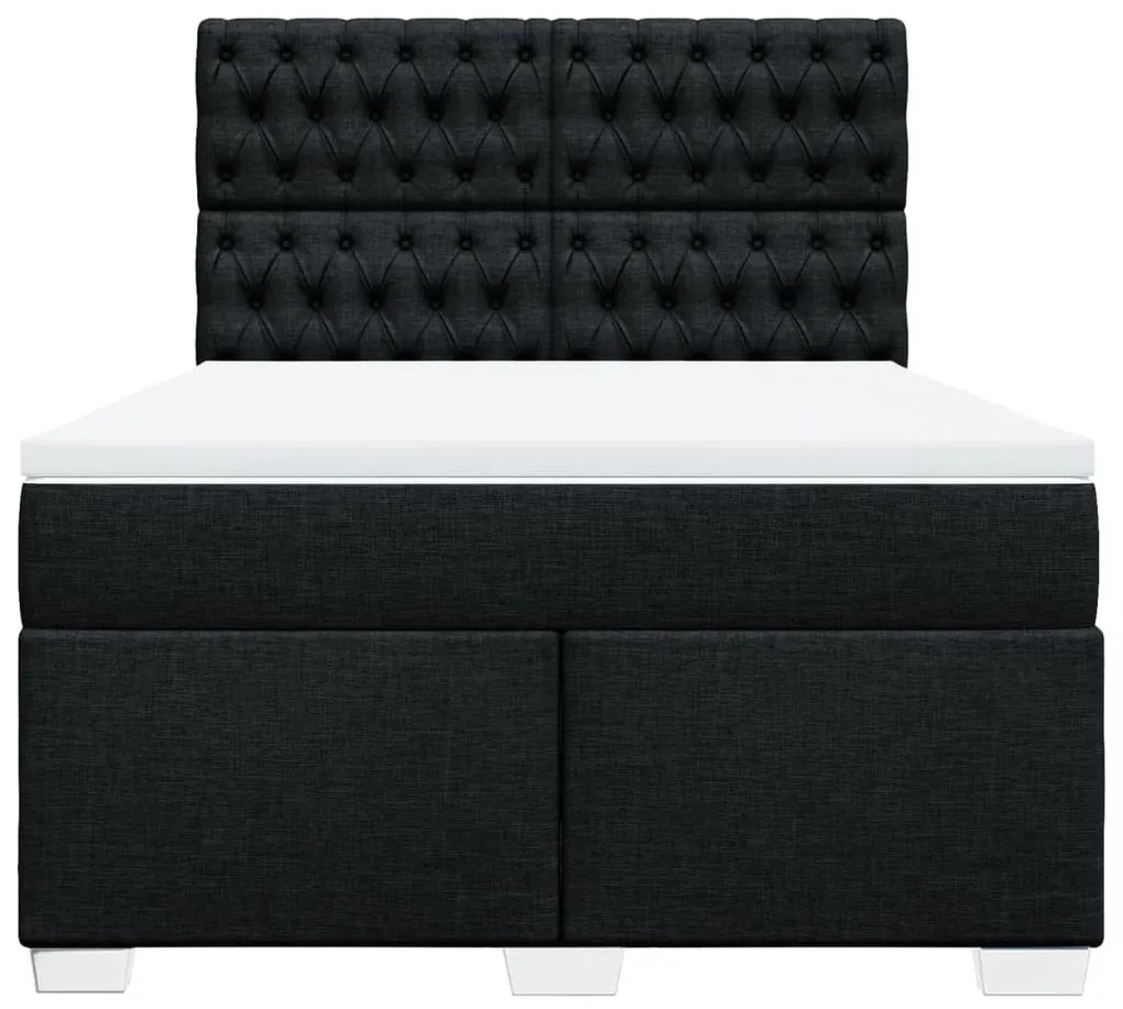 Cama com molas/colchão 160x200 cm tecido preto