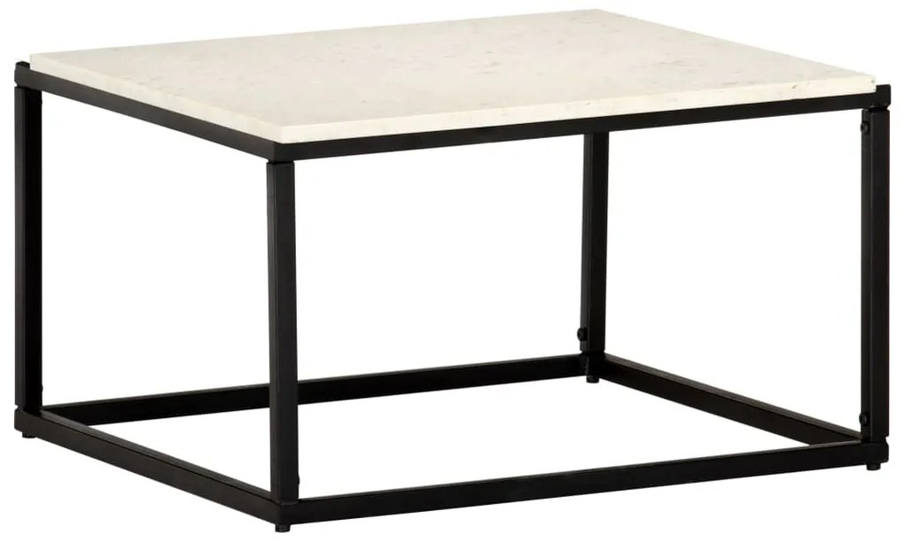 Mesa centro 60x60x35cm pedra genuína textura mármore branco
