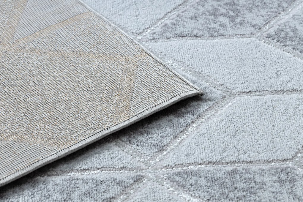 Tapete MEFE moderno B400 Cubo, geométrico 3D - Structural dois níveis de lã cinza cinzento