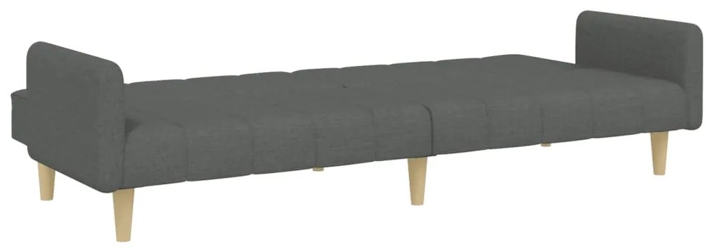 Sofá-cama de 2 lugares c/ apoio de pés tecido cinzento-escuro