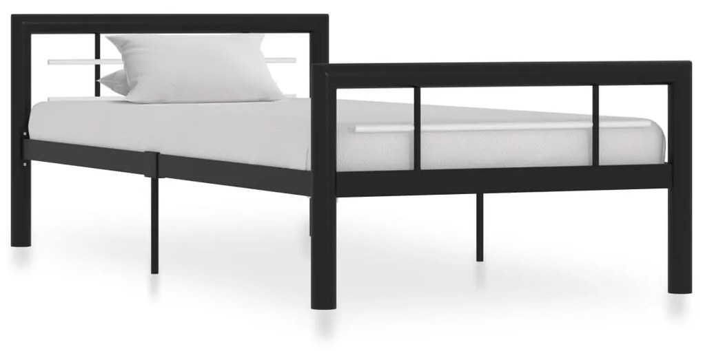 vidaXL Estrutura de cama 100x200 cm metal preto e branco