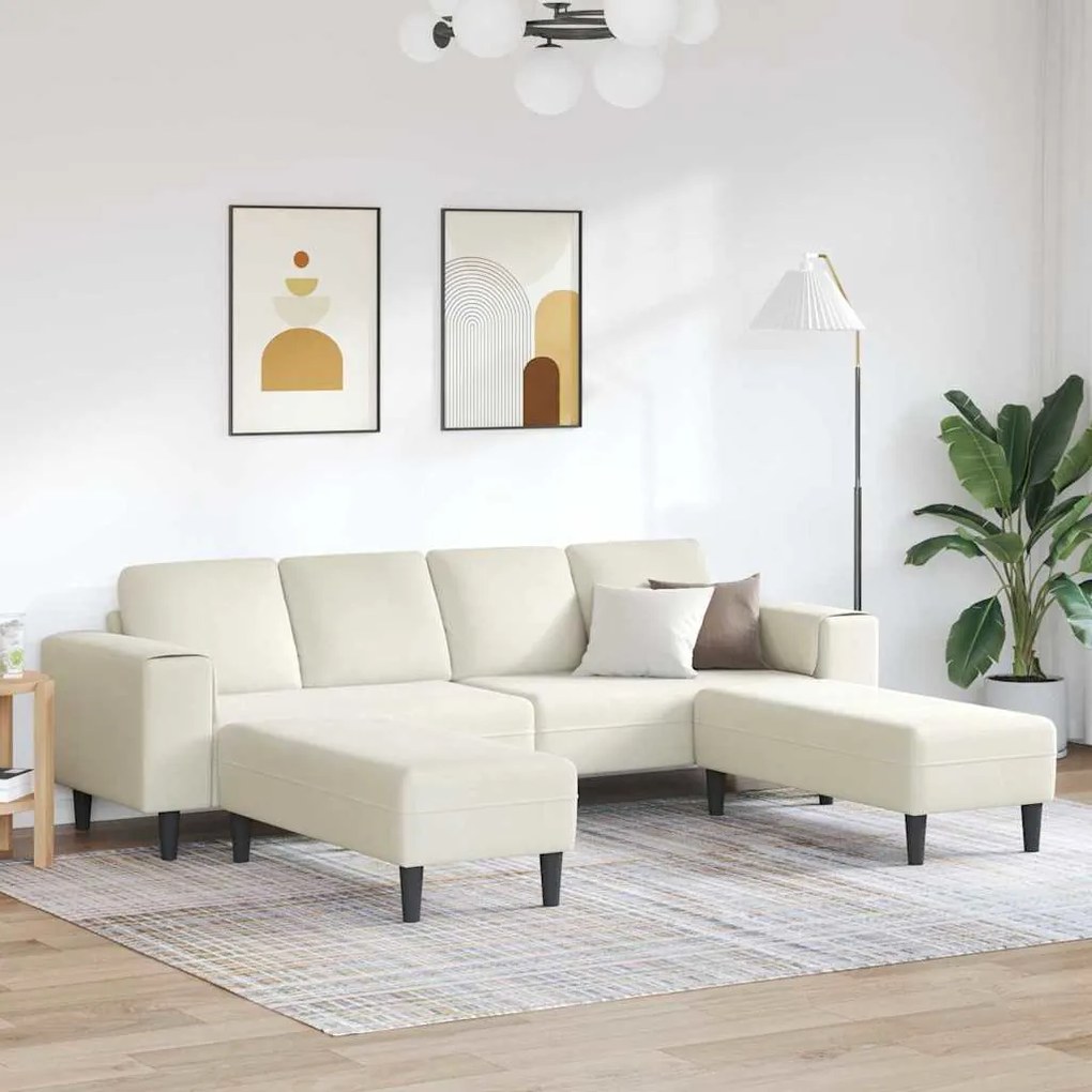 Conjunto de Sofás 3 pcs Creme Veludo