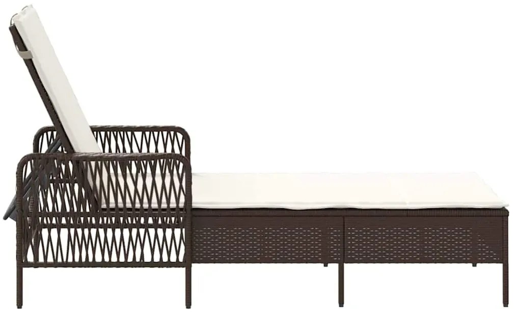 Espreguiçadeira Marrom e branco creme Vime PE 157 x 55 x 92 cm