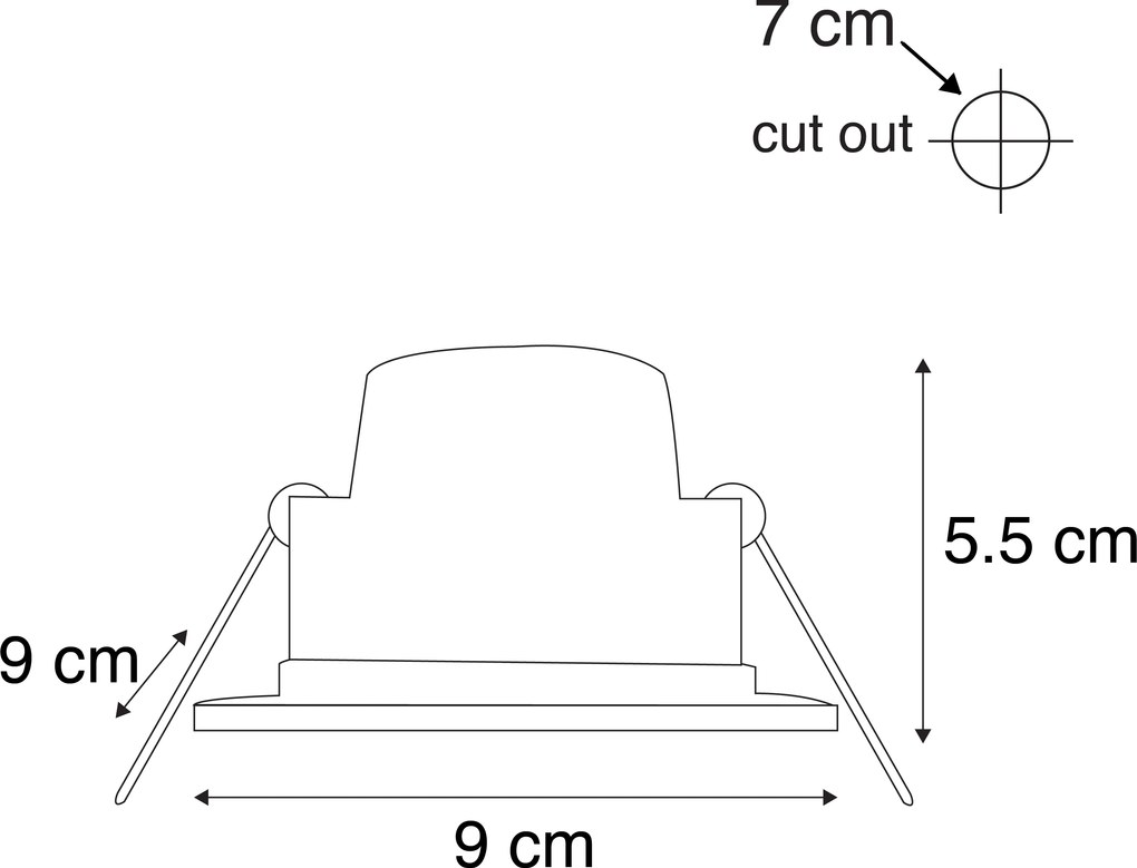 Conjunto de 6 focos embutidos modernos pretos com LED regulável em 3 níveis IP65 - Simply