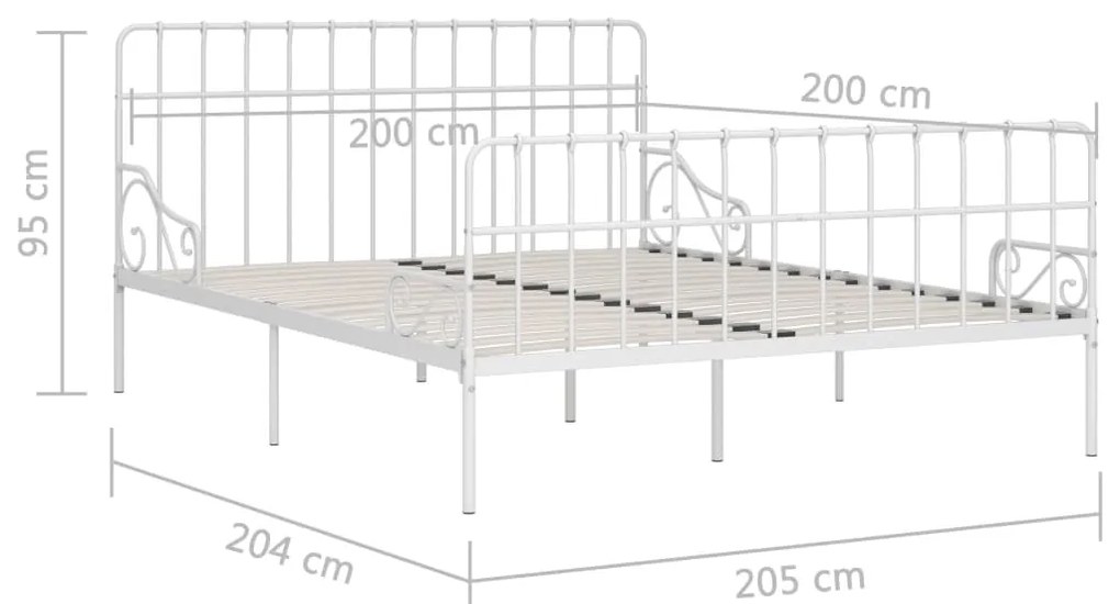 Estrutura de cama com estrado de ripas 200x200 cm metal branco