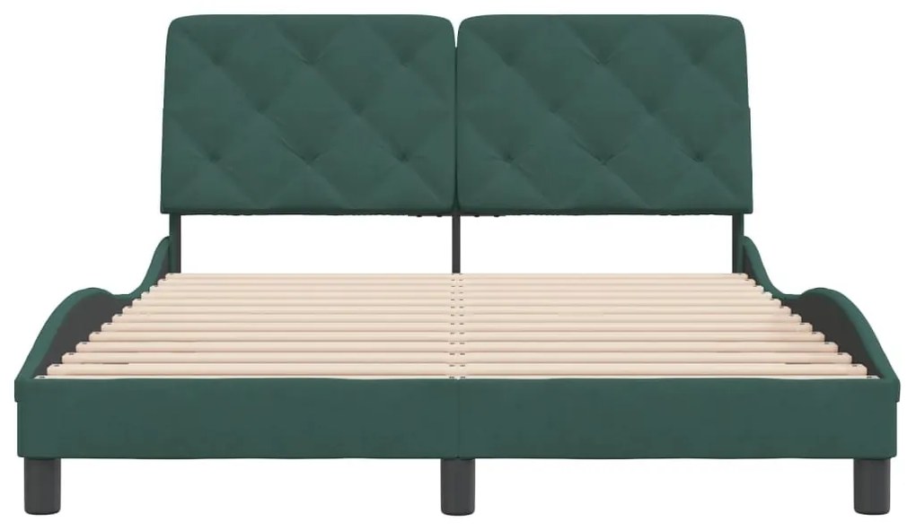 Estrutura de cama sem colchão 140x190 cm veludo verde-escuro