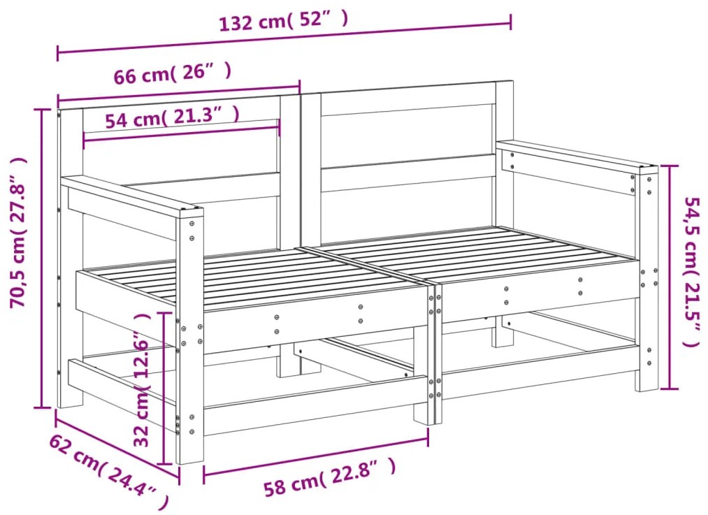 Sofás de canto para jardim 2 pcs madeira de douglas maciça