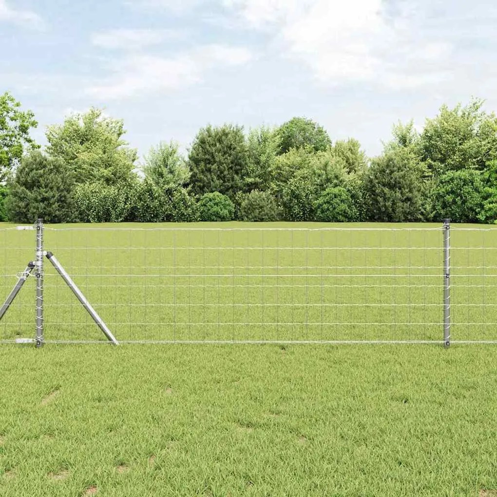 vidaXL Cerca Euro com 7 Postes 0.4x10 m Aço Galvanizado