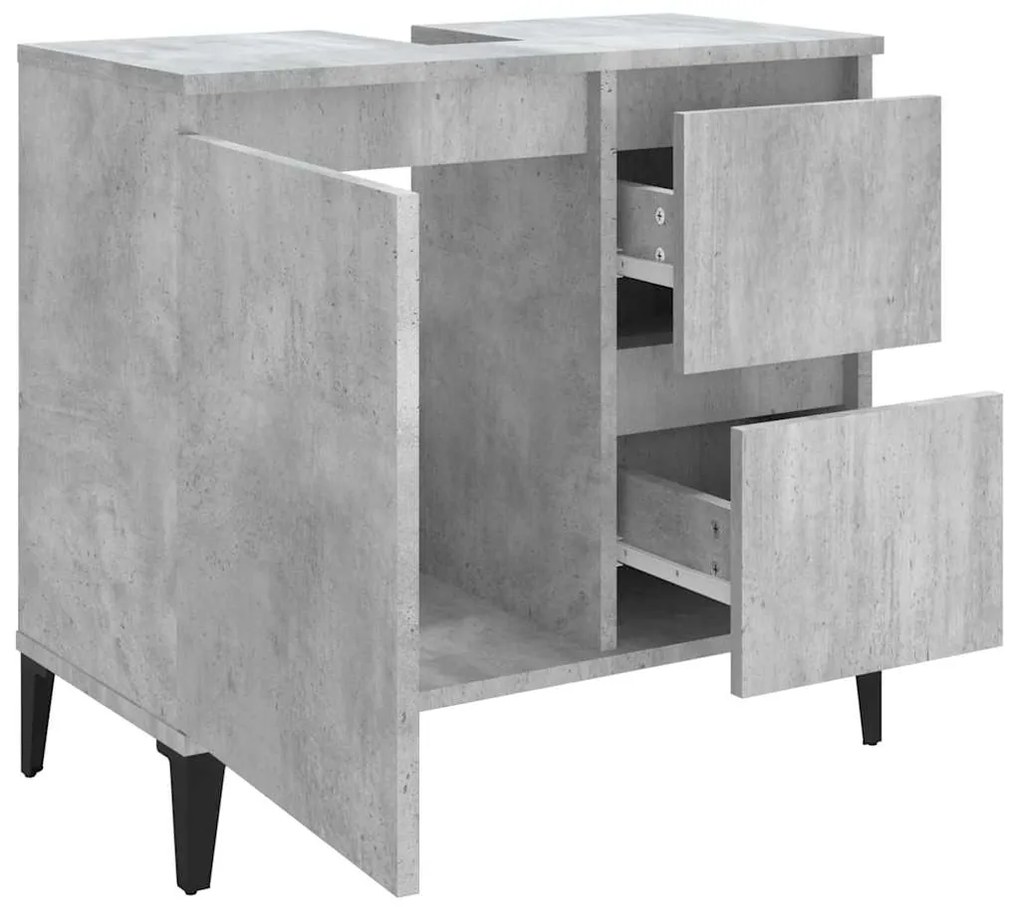 Armário WC 65x33x60 cm derivados de madeira cinzento cimento