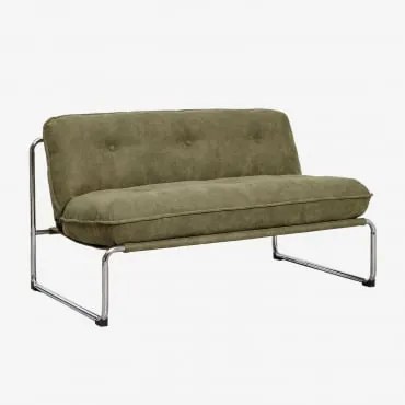 Sofá De 2 Lugares Estofado Matilda Chenille Verde Exército - Sklum