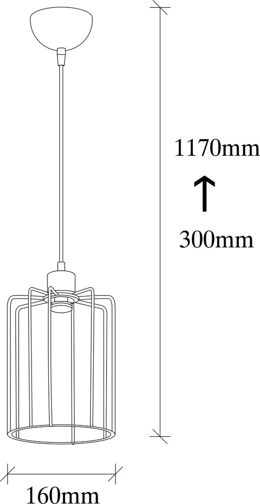 Candeeiro de Teto Tel – Preto – Diâmetro 16 cm, Altura 117 cm
