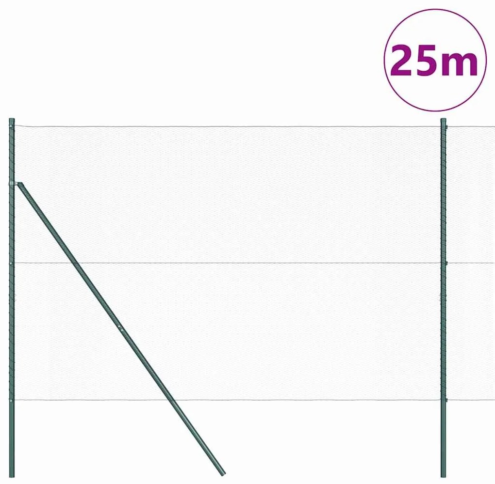 Conjunto de Cerca Conjunto de 2 Verde Metal 25 x 1,5 m Durável