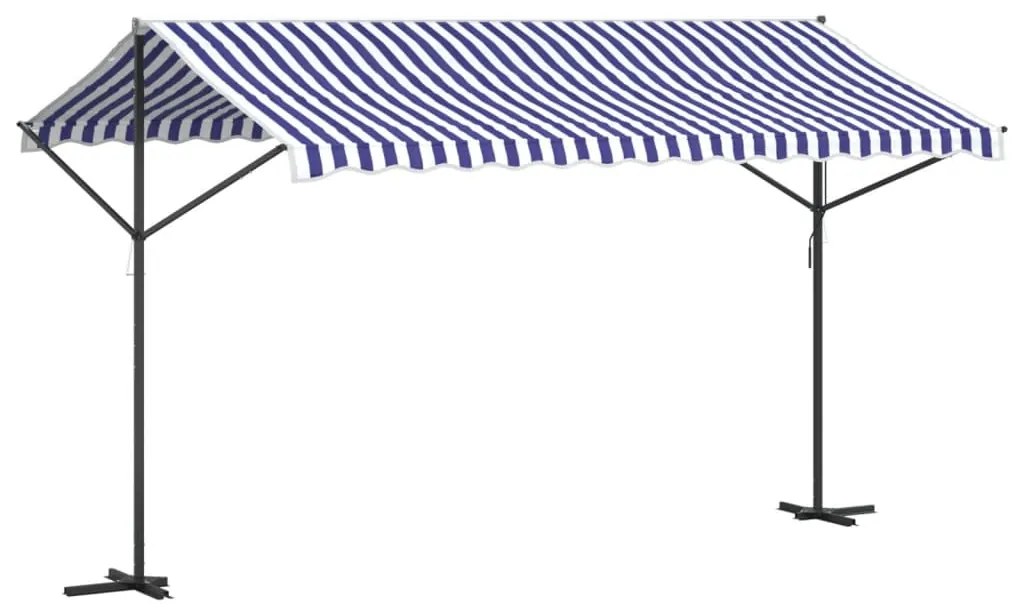 Toldo de pé 400x300 cm tecido e aço azul e branco