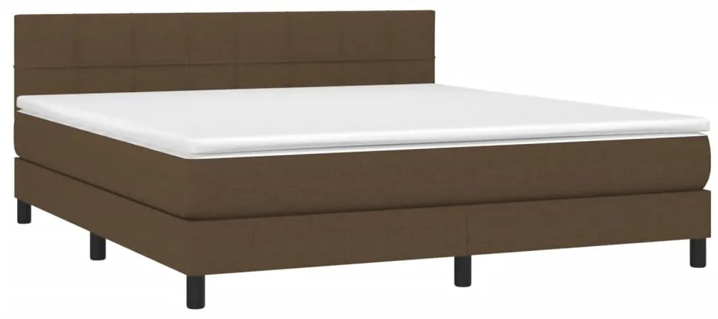 Cama box spring c/ colchão/LED 180x200cm tecido castanho-escuro