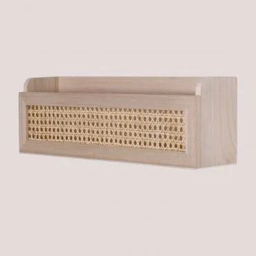 Prateleira Em Rattan E Madeira Arxie ↔︎ 50 Cm - Sklum