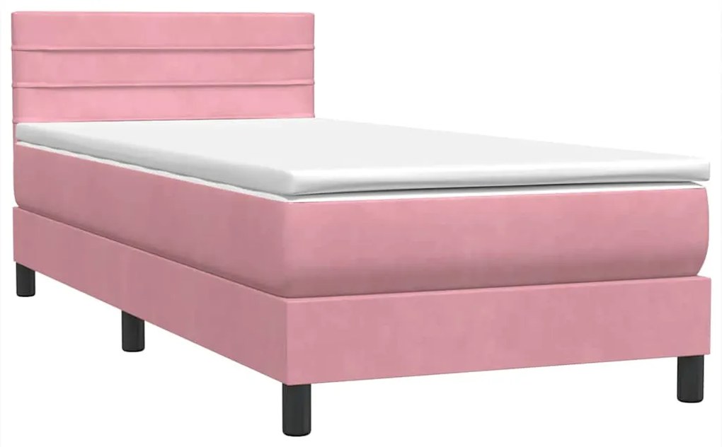 Cama com molas/colchão 80x220 cm veludo rosa