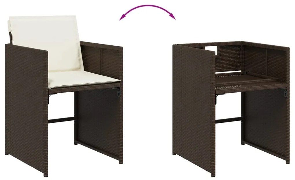 13 pcs conjunto jantar p/ jardim c/ almofadões vime PE castanho