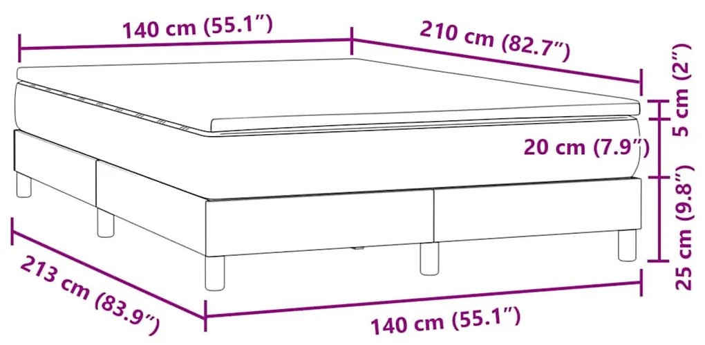 Box Cama primavera com Colchão Verde Escuro 140x210 cm Veludo