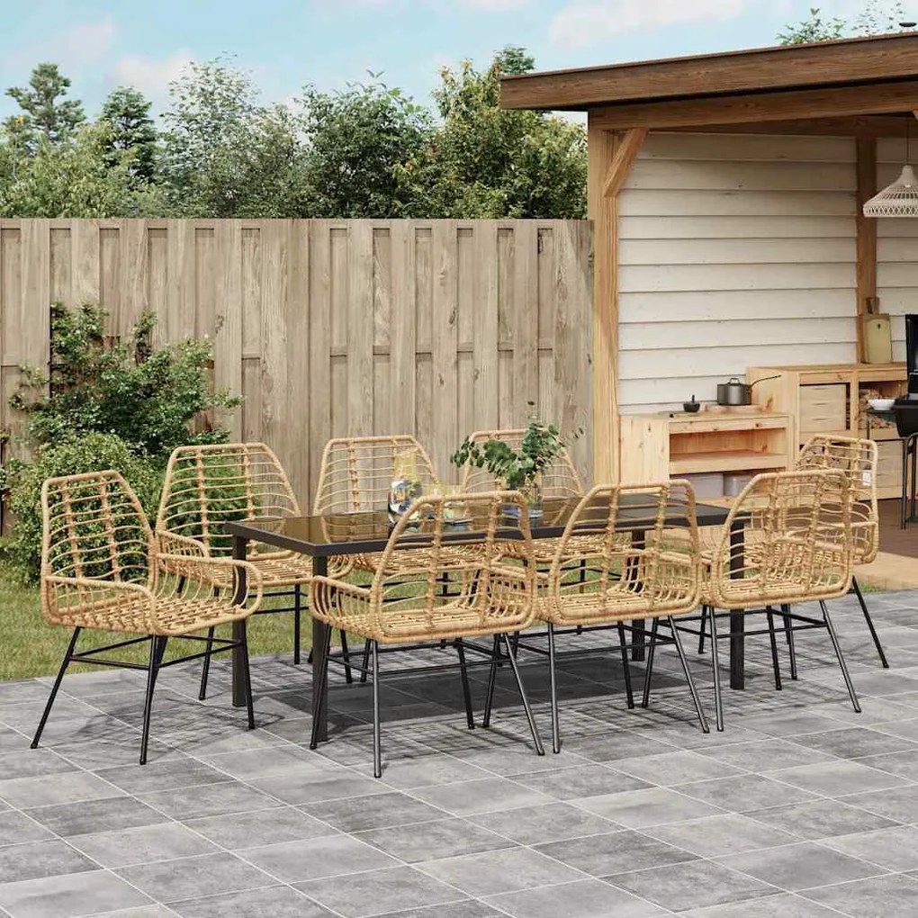 Conjunto de Jantar de Jardim com 9 Peças em Rattan Sintético Marrom