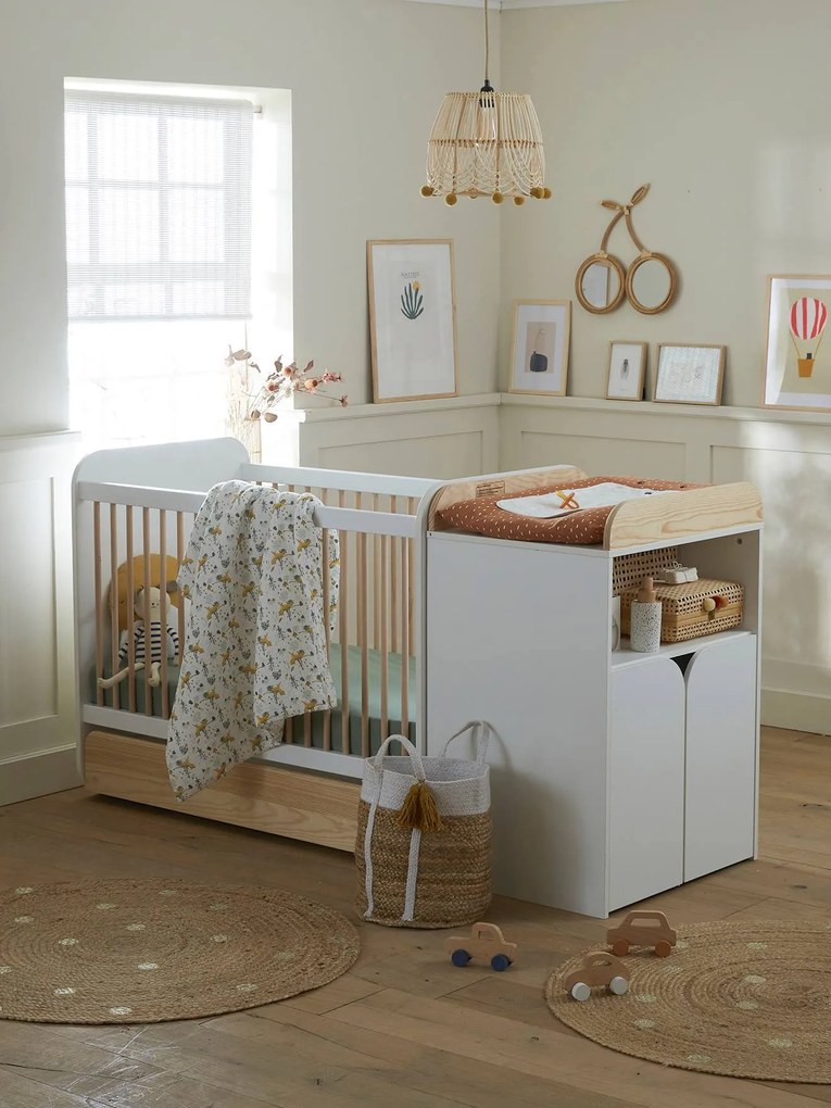 Combinado de cama evolutivo com arrumações e muda-fraldas, Eclipse branco claro bicolor/multicolo