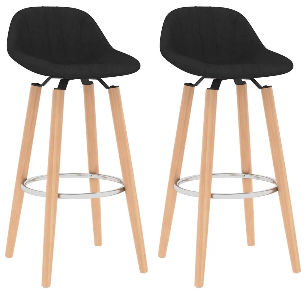 vidaXL Bancos de bar 2 pcs tecido preto