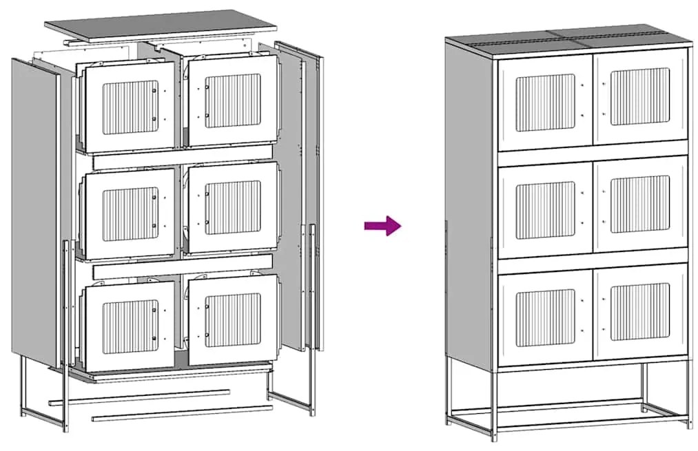 Aparador alto 68x39x123 cm aço branco