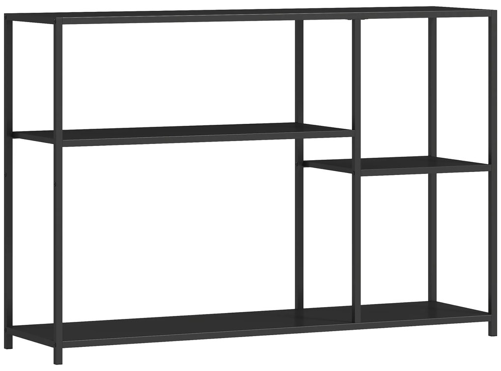 HOMCOM Mesa Console Estreita com 4 Prateleiras Estilo Industrial Estrutura em Aço 110x30x75 cm Preto | Aosom Portugal