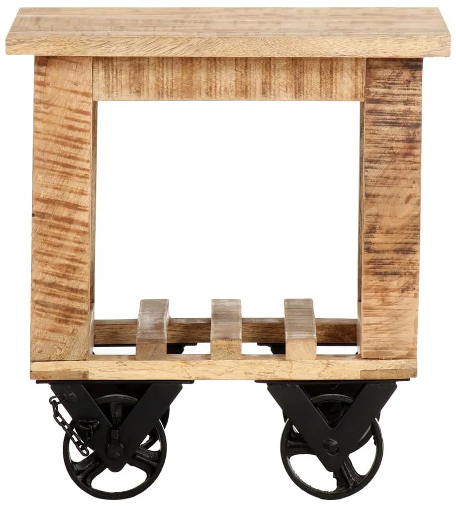 Mesa de apoio c/ rodas 40x40x42 cm madeira de mangueira áspera